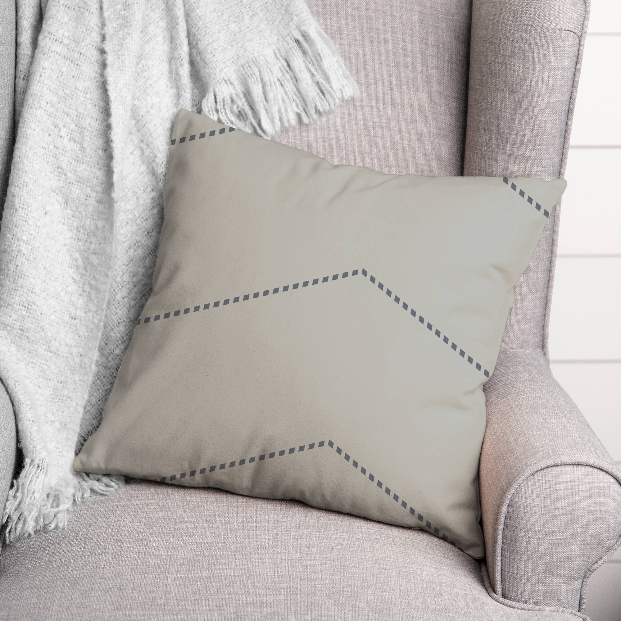 Dashed Chevron 18" x 18" Throw Pillow